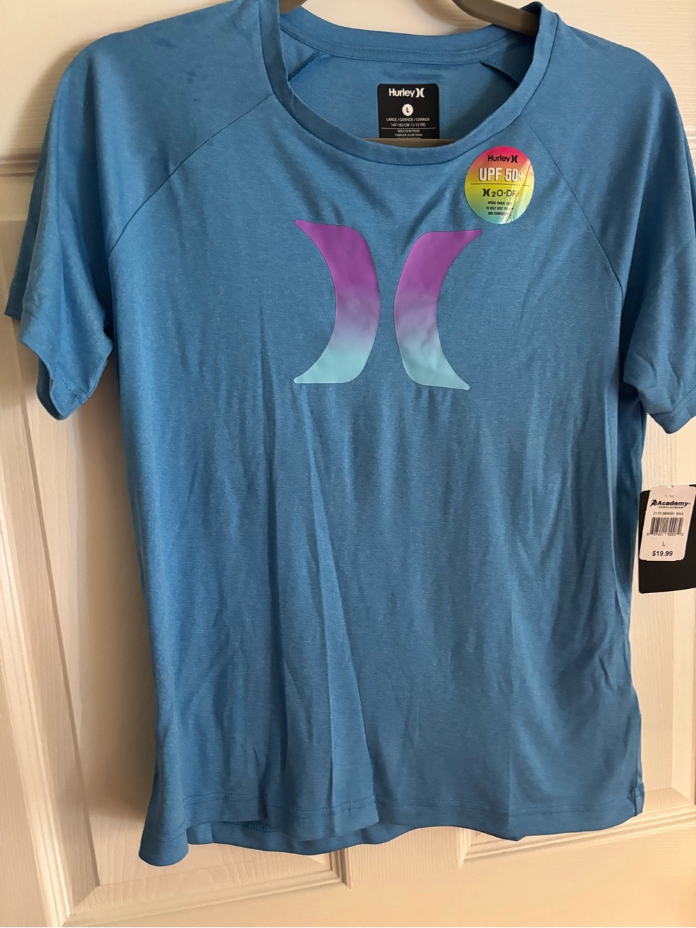Hurley Boys Blue Gradient Logo Short Sleeve Raah guard top